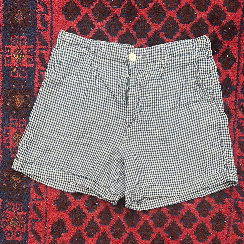 Alex Mill Cream and Blue Linen Shorts